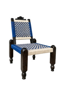foldable rajwadi wooden machi chair blue white