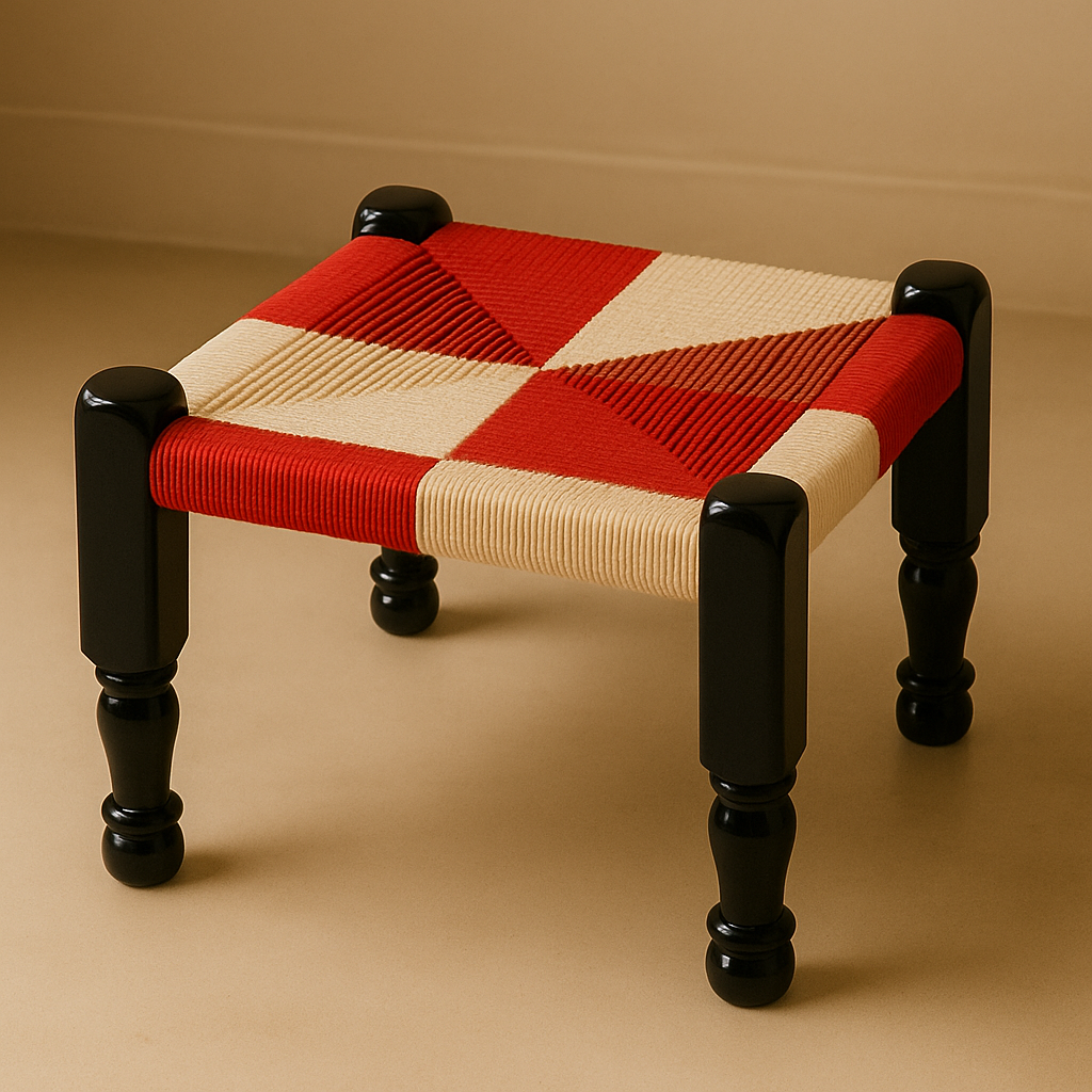 Handcrafted Wooden Khatli Chair – Handmade Traditional Rajwadi Stool for Garden & Home